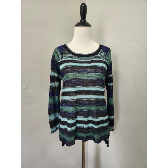 BCBG Max Azria Long Sleeve Round Neck Linen Blend Top Size Small - Picture 1 of 13